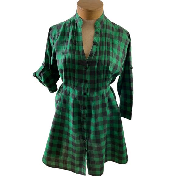 She's Cool Women's 3X Green Plaid Belted Shirt Dress Casual Day Dress Tie Waist - Picture 1 of 16